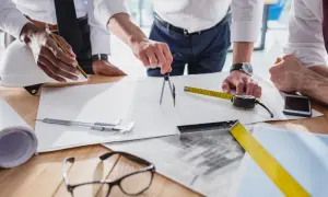 Kto to jest deweloper? To osoba, która planuje i nadzoruje budowę, jak ci mężczyźni przy projekcie.