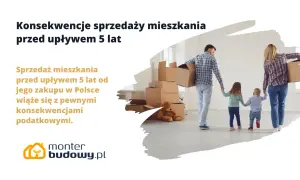 Rodzina z dziećmi przenosi kartony. Sprzedaż mieszkania z kredytem przed upływem 5 lat wiąże się z konsekwencjami podatkowymi.
