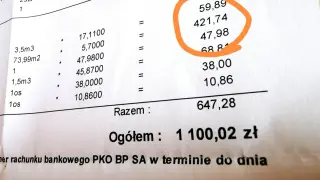Rachunek za ogrzewanie miejskie. Wartość 421,74 zł to koszt ciepła dostarczonego do mieszkania.